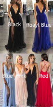 Laden Sie das Bild in den Galerie-Viewer, Deep V Neck Split Side Prom Dresses for Women