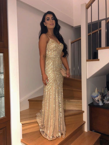 Mermaid Spaghetti Straps Long Prom Dresses Evening Gowns