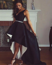 Load image into Gallery viewer, Hi Low Black Prom Dresses for Women HU005