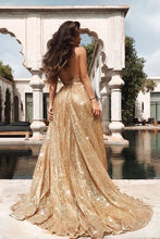 Load image into Gallery viewer, Sparkly Spagehtti Straps Long Prom Dresses for Women