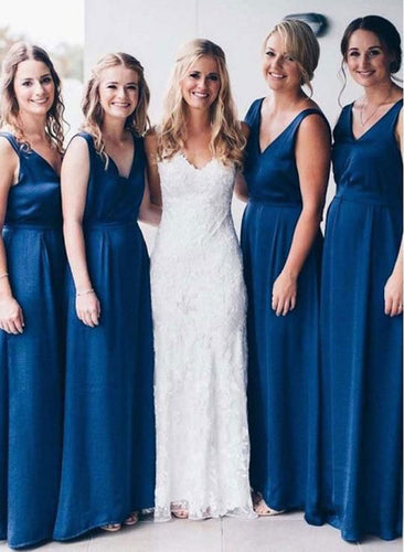 V Neck Chiffon Long Bridesmaid Dresses for Wedding