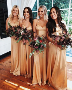 Spaghetti Straps Long Bridesmaid Dresses for Wedding Party