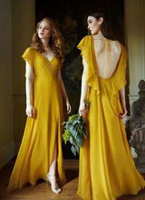 画像をギャラリービューアに読み込む, Yellow Long Bridesmaid Dresses for Wedding Party NB002