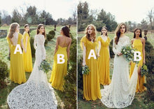Charger l&#39;image dans la galerie, Yellow Long Bridesmaid Dresses for Wedding Party NB002