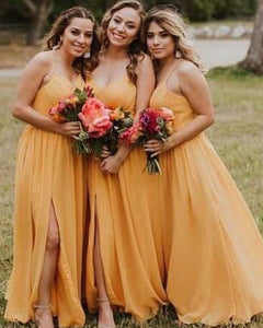 Spaghetti Straps Split Side Bridesmaid Dresses for Wedding