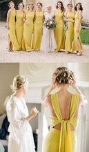Load image into Gallery viewer, Yellow/Mustard Mermaid Long Bridesmaid Dresses for Wedding Party