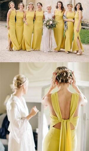 Yellow/Mustard Mermaid Long Bridesmaid Dresses for Wedding Party