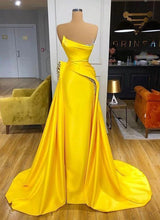 Load image into Gallery viewer, Mermaid Yellow Long Prom Dresses with Beaded