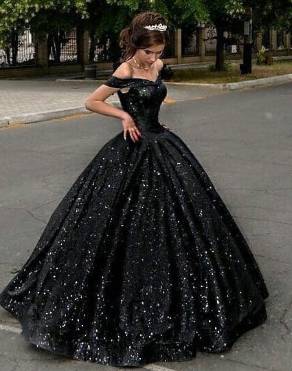 V Neck Fluffy Black Tulle Long Prom Dresses, Black Formal Evening Dres –  Shiny Party