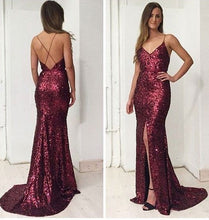 Charger l&#39;image dans la galerie, Spaghetti Straps Split Side Long Prom Dresses for Women