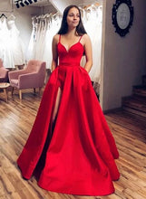 Load image into Gallery viewer, Spaghetti Straps Prom Dresses with Split Side Pockets