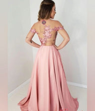 Load image into Gallery viewer, Off the Shoulder Coral Prom Dresses with Lace