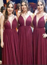 Load image into Gallery viewer, Spaghetti Straps Floor Length Bridesmaid Dresses for Wedding Party