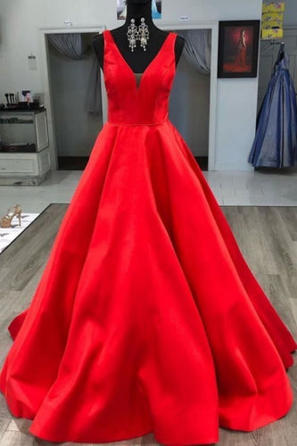 Hot Sell V Neck Red Long Prom Dresses Under 100