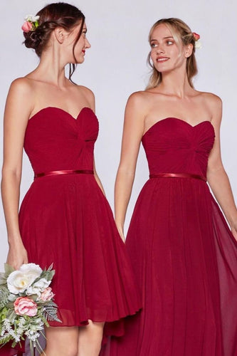 Sweetheart Red Long/Short Bridesmaid Dresses for Wedding