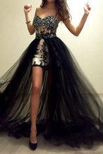 Load image into Gallery viewer, Sweetheart Black Prom Dresses with Appliques