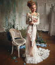 Load image into Gallery viewer, V Neck Lace Wedding Dresses Bridal Gown with Appliques Lace