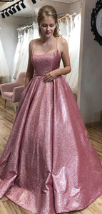 Spaghetti Straps Fuchsia Long Prom Dresses for Party