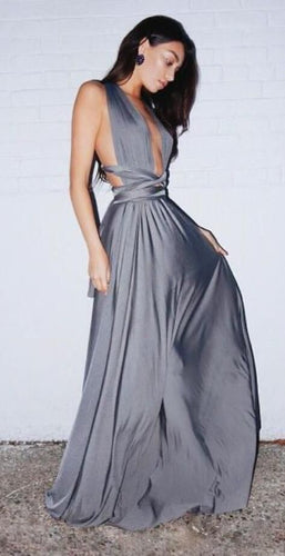 Deep V Neck Conversible Long Prom Dresses Under 100