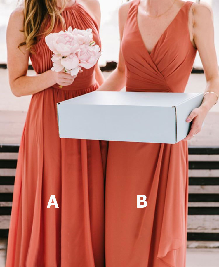 Burnt Orange Floor Length Bridesmaid Dresses