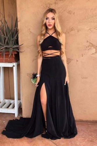 Sexy Black Slit Side Prom Dresses Under 100
