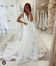 Load image into Gallery viewer, Deep V Neck Wedding Dresses Bridal Gown with Appliques BH52