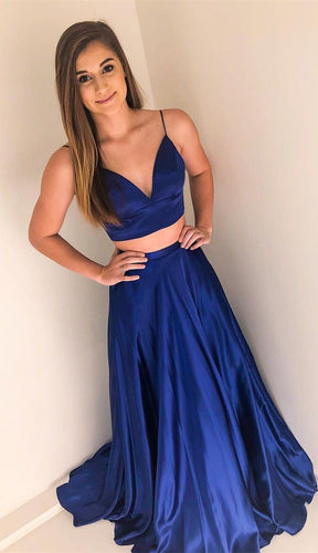 Two Piece Royal Blue Prom Dresses Under 100