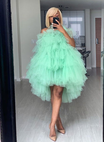 Light Mint Green Hi Low Prom Dresses JM008