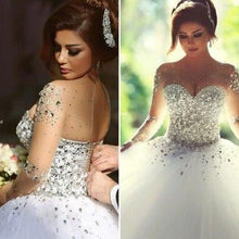 Load image into Gallery viewer, Ball Gown Tulle Wedding Dresses Bridal Gown with Rhinestones