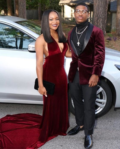 Deep V Neck Long Prom Dresses for Women
