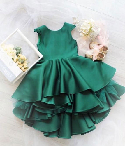 Green Hi Low Flower Girl Dresses for Wedding Party