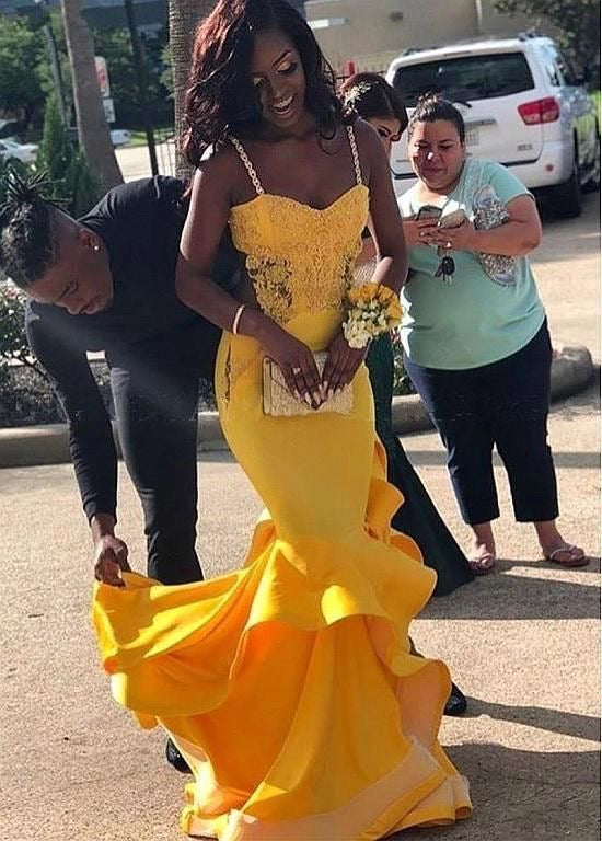 Mustard yellow sales mermaid dress