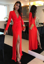 Load image into Gallery viewer, Bright Red Split Side Prom Dresses under 100