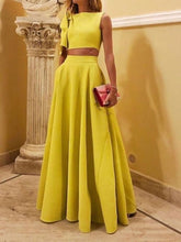 Load image into Gallery viewer, Two Piece Yellow Prom Dresses under 100