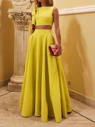 Two Piece Yellow Prom Dresses under 100