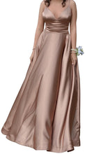 Load image into Gallery viewer, Spaghetti Straps Champagne Bridesmaid Dresses under 100