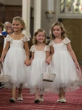 Tea Length Flower Girl Dresses Tulle Gown for Kid