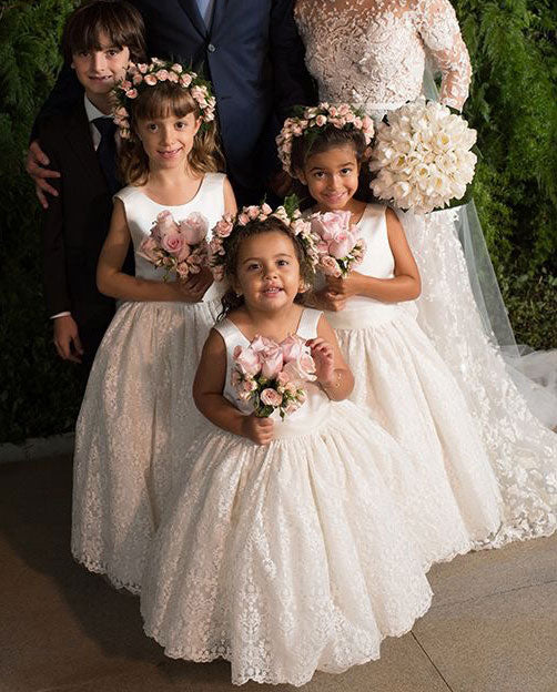 Floor Length Flower Girl Dresses with Lace