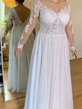 Charger l&#39;image dans la galerie, Plus Size V Neck V Back Wedding Dresses Bridal Gown