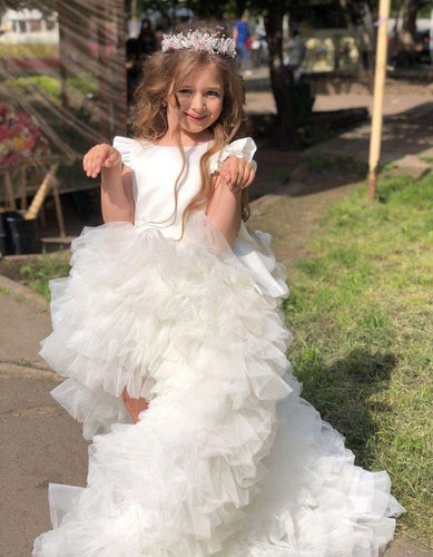 Hi low White Flower Girl Dresses Birthday Gown