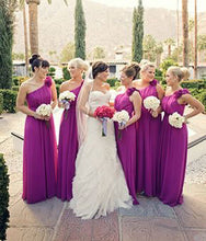 Load image into Gallery viewer, One Shoulder Purple Bridesmaid Dresses under 100 MK6