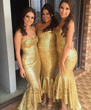 Load image into Gallery viewer, Gold Bridesmaid Dresses Sequined