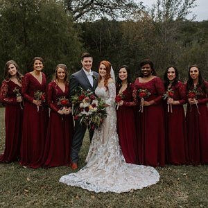 V Neck Bridesmaid Dresses GHHJ0