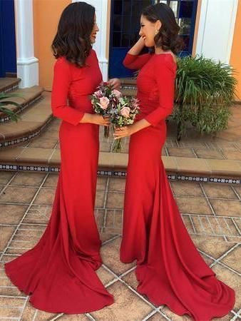 Mermaid Bridesmaid Dresses with 3/4 Sleeves