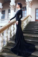 Cargar imagen en el visor de la galería, Black Backless Prom Dresses Evening Gown Mermaid