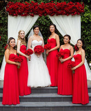 Load image into Gallery viewer, Red Sweetheart Long Bridesmaid Dresses under 100