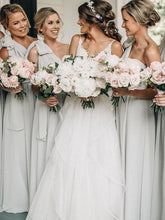 Load image into Gallery viewer, One Shoulder Grey Bridesmaid Dresses for Wedding Under 100