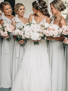 One Shoulder Grey Bridesmaid Dresses for Wedding Under 100