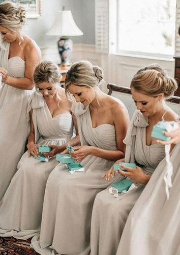 One Shoulder Grey Bridesmaid Dresses for Wedding Under 100