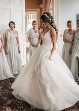 Load image into Gallery viewer, One Shoulder Grey Bridesmaid Dresses for Wedding Under 100